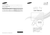 Samsung UN19D4000ND Quick Guide (easy Manual) (ver.1.0) (English)