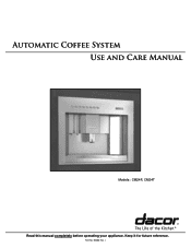 Dacor CM24 User Manual - Automatic Coffee System