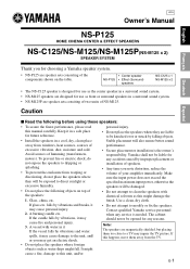 Yamaha NS125FP MCXSP10 Manual