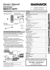 Magnavox MDV3110 User manual,  English (US)