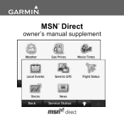Garmin nuvi 880 MSN Direct Owner's Manual Supplement