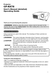 Hitachi CP-RX78 User Manual
