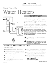 Rheem Point-of-Use Series Use and Care Manual