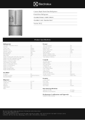 Electrolux ERFC2393AS Product Specifications Sheet