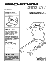 ProForm 520 Zn Treadmill English Manual