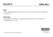 Sony DMX-WL1T Note (when changing inputs)