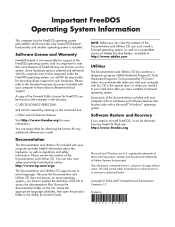 Compaq CQ2200 Important FreeDOS Operating System Information