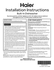 Haier QDT125SSLSS Installation Instructions