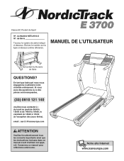 NordicTrack E 3700 Treadmill French Manual