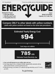 Dacor DYF42SB Energy Guide - US