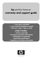 HP Pavilion a200 HP Pavilion Desktop PCs - (English) Warranty and Support Guide PAV SUM03 5990-5661