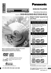 Panasonic DVD-RV32S DVDRV22 User Guide