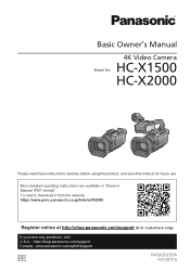 Panasonic HC-X1500 HC-X1500 Basic Operating Manual