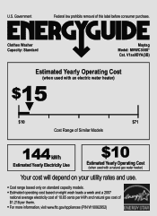 Maytag MVWC300XW Energy Guide