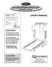 Weslo Cadence 340cs Treadmill English Manual