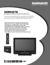 Magnavox 26MD357B Product Spec Sheet