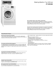 Zanussi Z714W43BI Specification Sheet