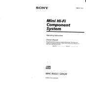 Sony MHC-RXD3 Operating Instructions