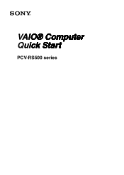 Sony PCV-RS512 Quick Start Guide