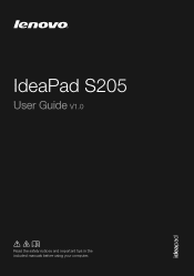 Lenovo IdeaPad S205 Lenovo IdeaPad S205 User Guide V1.0