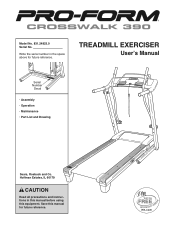 ProForm Crosswalk 390 Treadmill English Manual