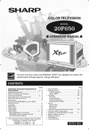 Sharp 20F650 Operation Manual