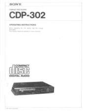 Sony CDP-302 Operating Instructions