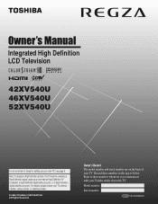 Toshiba 52XV540U Owner's Manual - English