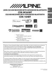 Alpine CDE-164BT Owner's Manual (english)