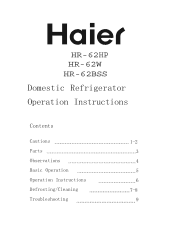 Haier HR-62S Operating Instructions