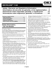 Oki ML1120 ML1120 Safety, Warranty and Regulatory Information - (Multi-Lingual)