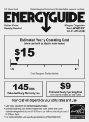 Whirlpool WFW97HEDW Energy Guide