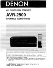 Denon AVR-2500 Operating Instructions
