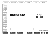 Marantz CD6006 Owner s Manual In English