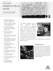 Behringer HA4700 Product Information Document