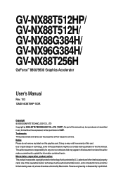 Gigabyte GV-NX88G384H Manual