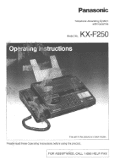 Panasonic KXF250 KXF250 User Guide