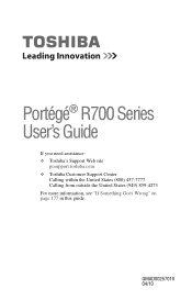 Toshiba Portege R705-SP3002L User Guide