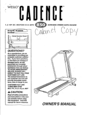 Weider Cadence 830 Treadmill Owners Manual