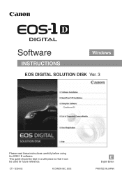 Canon EOS-1D Software Instructions EOS DIGITAL SOLUTION DISK Ver.3 for Windows