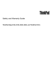 Lenovo ThinkPad Edge E325 Safety and Warranty Guide - ThinkPad Edge E320, E325