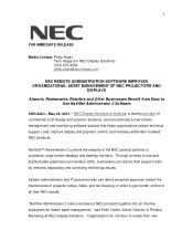 NEC NP-PX803UL-WH NaViSetAdmin2 Press Release