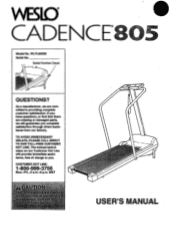 Weslo Cadence 805 English Manual