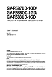 Gigabyte GV-R587UD-1GD Manual