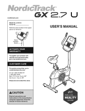 NordicTrack Gx 2.7 U Bike English Manual