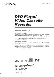 Sony SLV-D360P Operating Instructions (For SLV-D360P DVD Player)