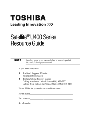 Toshiba Satellite Pro U400-S1002V User Guide