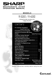 Sharp R420 R-420 Microwave Operation Manual