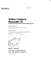 Sony CCD-TRV119 Operation Manual  (primary manual)