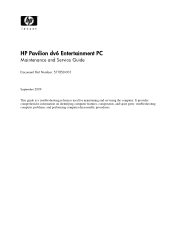 HP Dv6 1360us HP Pavilion dv6 Entertainment PC - Maintenance and Service Guide